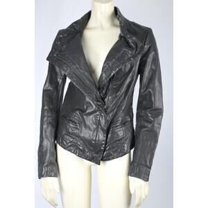 ALLSAINTS Black Leather Motorcycle Moto Biker Jacket Zip Style Women’s Size 4